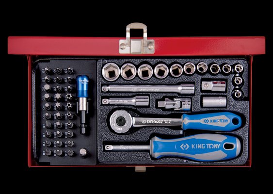 OUTILLAGE PLS* - OUTILLAGE A MAIN* - Coffret 1/4" 51 pièces douilles et embouts King Tony