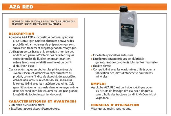 PIECES TRACTEUR PAG* - LUBRIFIANTS* - AZA RED LIQUIDE FREIN 1L Landini