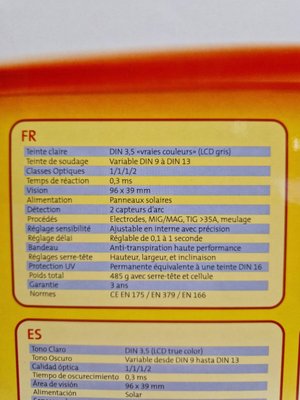 OUTILLAGE PLS* - ELECTROPORTATIF* - MASQUE ELECTRONIQUE TEINTE VARIABLE 9-13 CASTOLIN