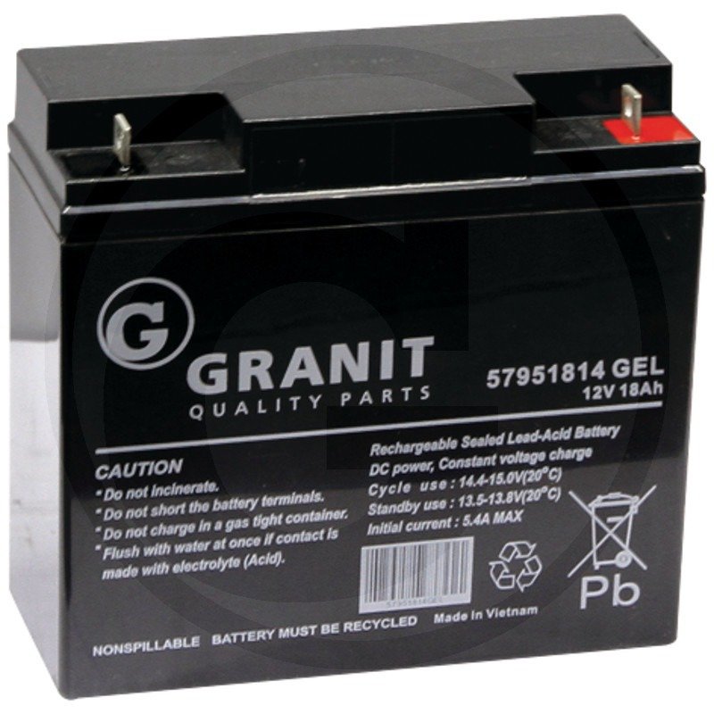Vente Batterie 12 V 18A au gel Granit 57970034  Cravero, concessionnaire  matériels Volvo-Mecalac Nantes - Rennes - Caen - Niort