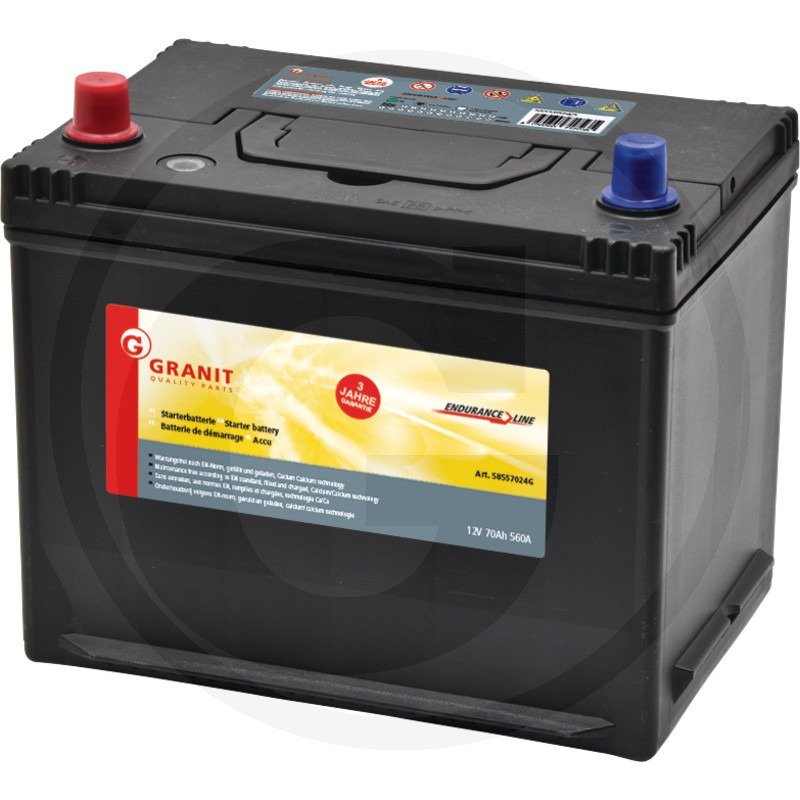 Vente Batterie 12V 70Ah, remplie Granit 58557024G  Cravero,  concessionnaire matériels Volvo-Mecalac Nantes - Rennes - Caen - Niort