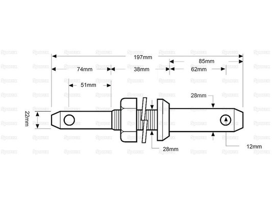 PNEUMATIQUE - ACCESSOIRE - Piton double 28x28x22mm � vis