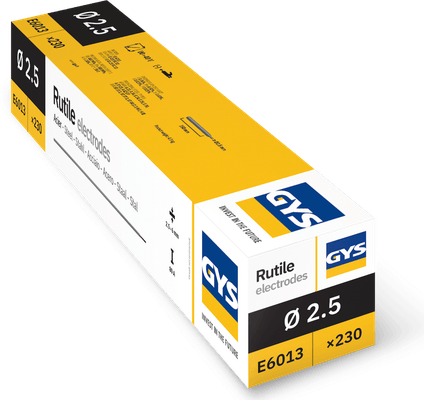 OUTILLAGE PLS* - CONSOMMABLE - 230 Électrode rutile universelle 2.5 , soudage en toutes positions. laitier facile à enlever. Excellente esthétique du cordon. Polarité -