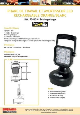 ELECTRICITE ECLAIRAGE PLS* - ELECTRICITE ECLAIRAGE* - PHARE DE TRAVAIL RECHARGEABLE 