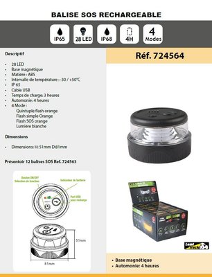 ELECTRICITE ECLAIRAGE PLS* - ELECTRICITE ECLAIRAGE* - BALISE SOS RECHARGEABLE V16