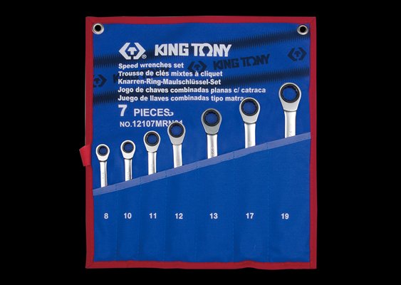 OUTILLAGE PLS* - OUTILLAGE A MAIN* - Jeu de 7 clés mixtes à cliquet 8-10-11-12-13-17-19mm King Tony