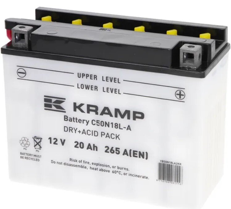 Vente BATTERIE 12V 20AH + ACIDE Kramp YB50N18LA2KR