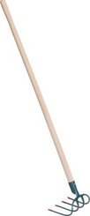 BRICOLAGE JARDINAGE PLS* - DIVERS* - Croc à fumier 4 dents avec manche 130cm Forge de Magne
