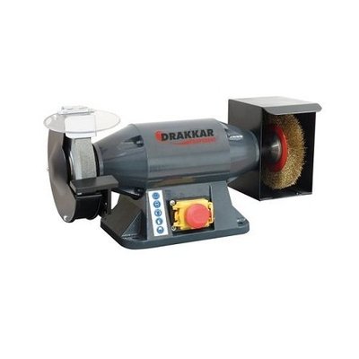 OUTILLAGE PLS* - GROS EQUIPËMENT ATELIER* - Touret à meuler 230V 520W 150mm meule/brosse Drakkar