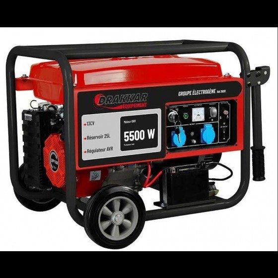 Groupe électrogène 13CV AVR drakkar équipement 5500W démarrage électrique  avec kit brouette