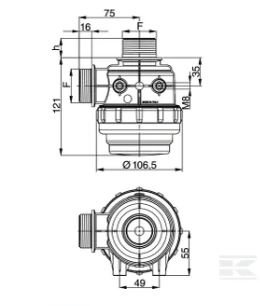 PIECES TECHNIQUES AGRI PAG* - PULVERISATION* - "Filtre d'asp. 1 1/4"" 60 l/mi