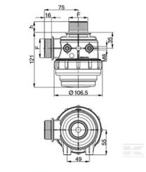 PIECES TECHNIQUES AGRI PAG* - PULVERISATION* - "Filtre d'asp. 1 1/4"" 60 l/mi