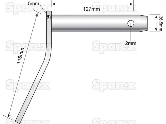 Pièces - SPAREX - Axe 36.5mm, l.u.127mm avec poi