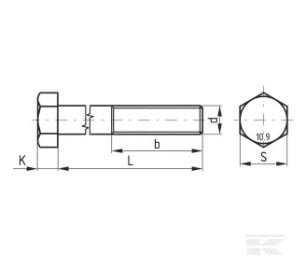 PIECES UNIVERSELLE PAG* - VISSERIE* - Boulon hexagonal pas fin partiellement fileté M16x1,5x80 10.9 zin