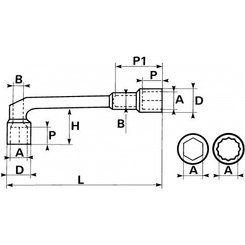 Pièces - SAM - CLE A PIPE DEBOUCHEE 6/6PANS 1