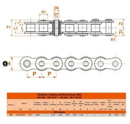 PIECES UNIVERSELLE PAG* - TRANSM CARDAN BOITIER* - CHAINE 084 AU METRE