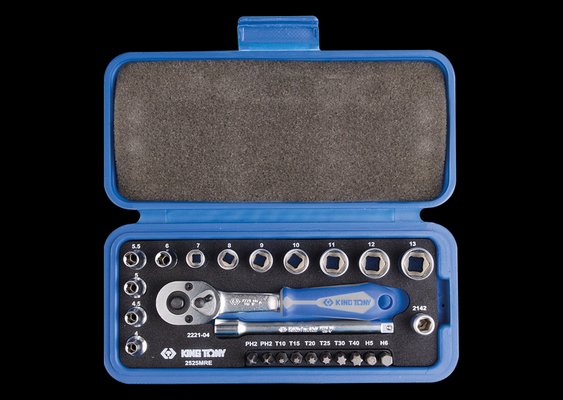 OUTILLAGE PLS* - OUTILLAGE A MAIN* - Coffret cliquet 1/4" douilles embouts King Tony