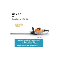 TAILLE HAIE - TAILLE HAIE A BATTERIE - Taille haies Stihl HSA 50 Stihl